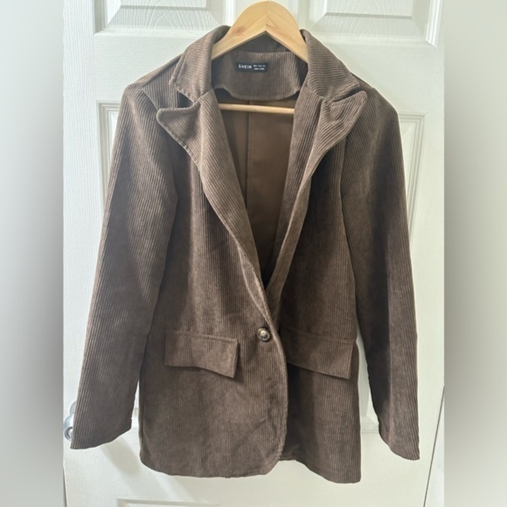 Shein Brown Corduroy Blazer Jacket Size Small